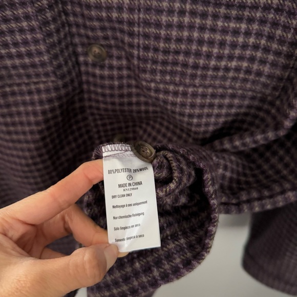 Rhythm Large Check Oversized Shirt Long Sleeve Plum Purple Wool Outdoor - Picture 3 of 5